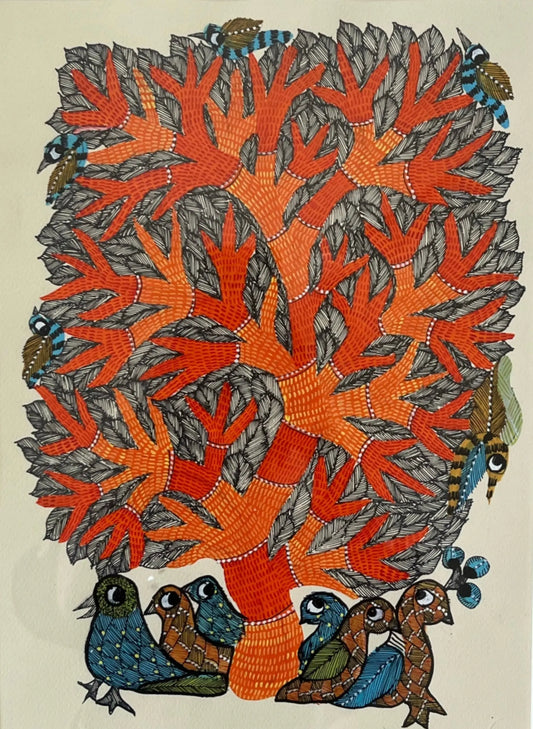 Gond Art - Tree of Many Stories The Palace of Hues