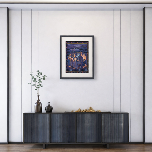 Pichwai Art - Krishna Under the Blue Moon The Palace of Hues