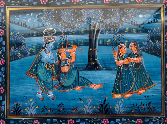 Pichwai Art - Krishna under the moon II The Palace of Hues