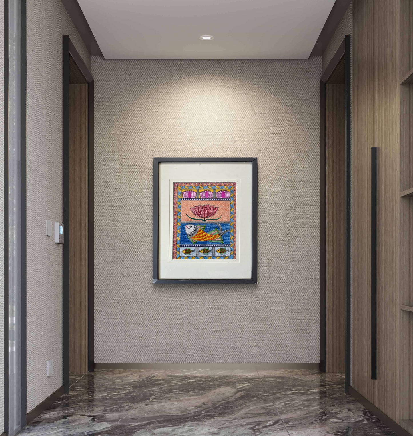 Madhubani - Lotus & Fish The Palace of Hues