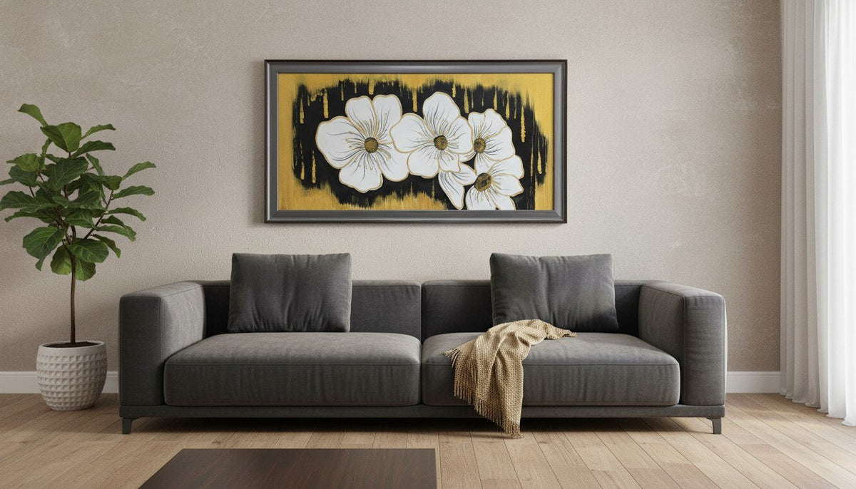 Floral Gold & Black Canvas