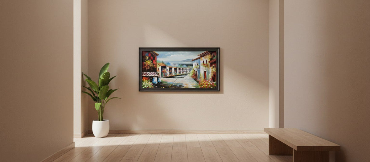 Mediterranean Village Scene Canvas