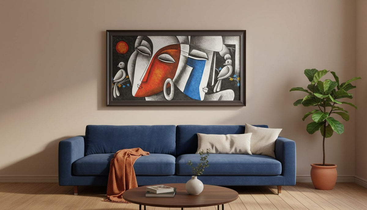 Abstract Faces with Birds