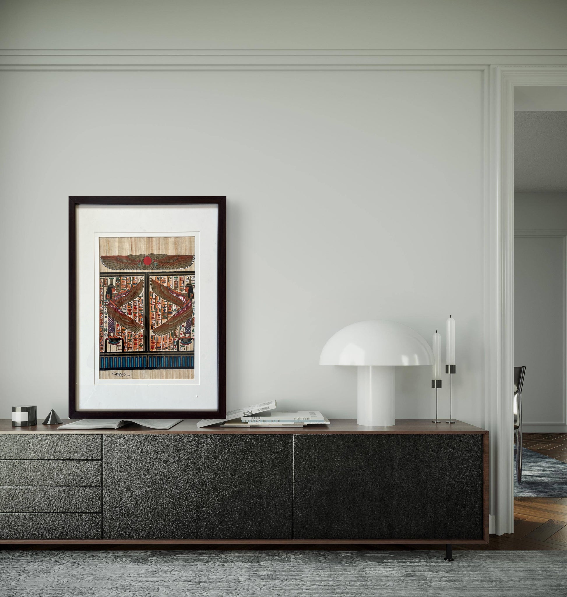 Egyptian Papyrus Art - Guardians of the Temple The Palace of Hues