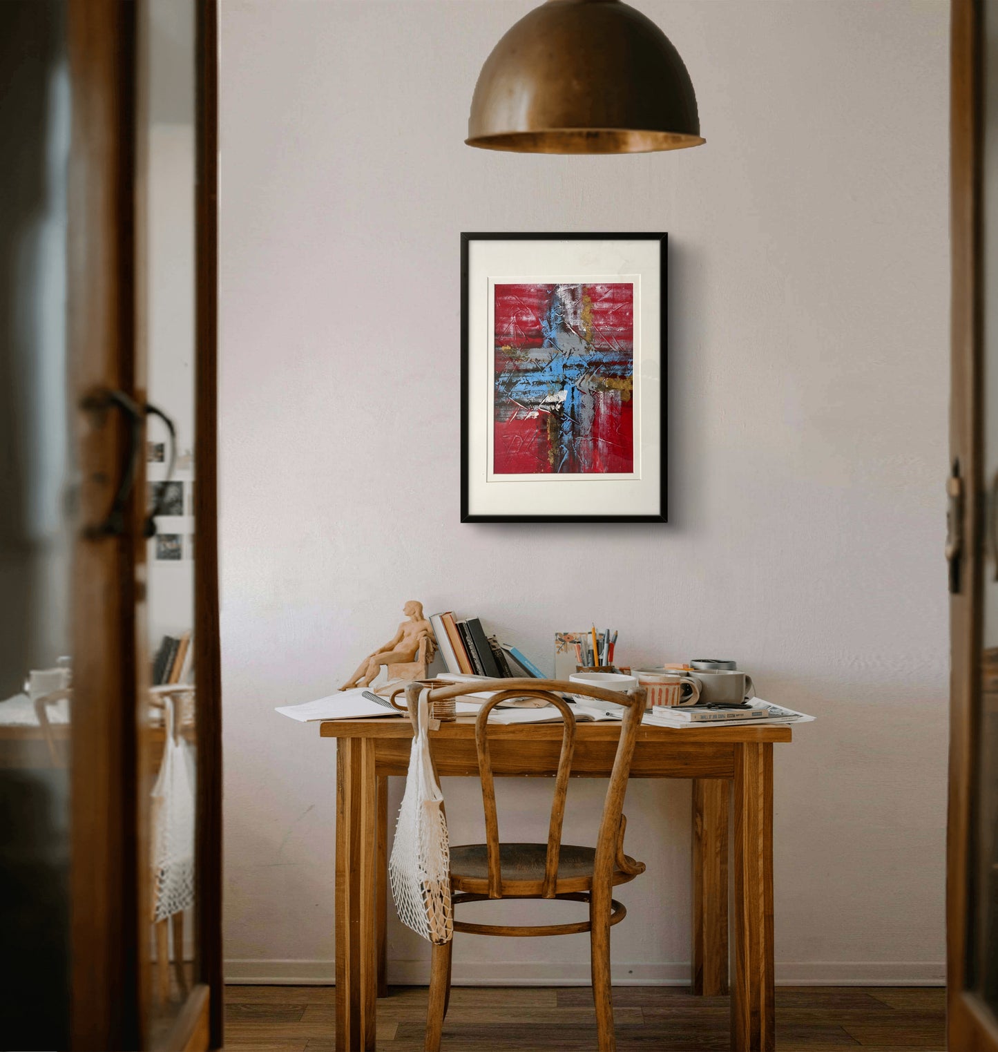 Crimson Drift - Textured Abstract Art