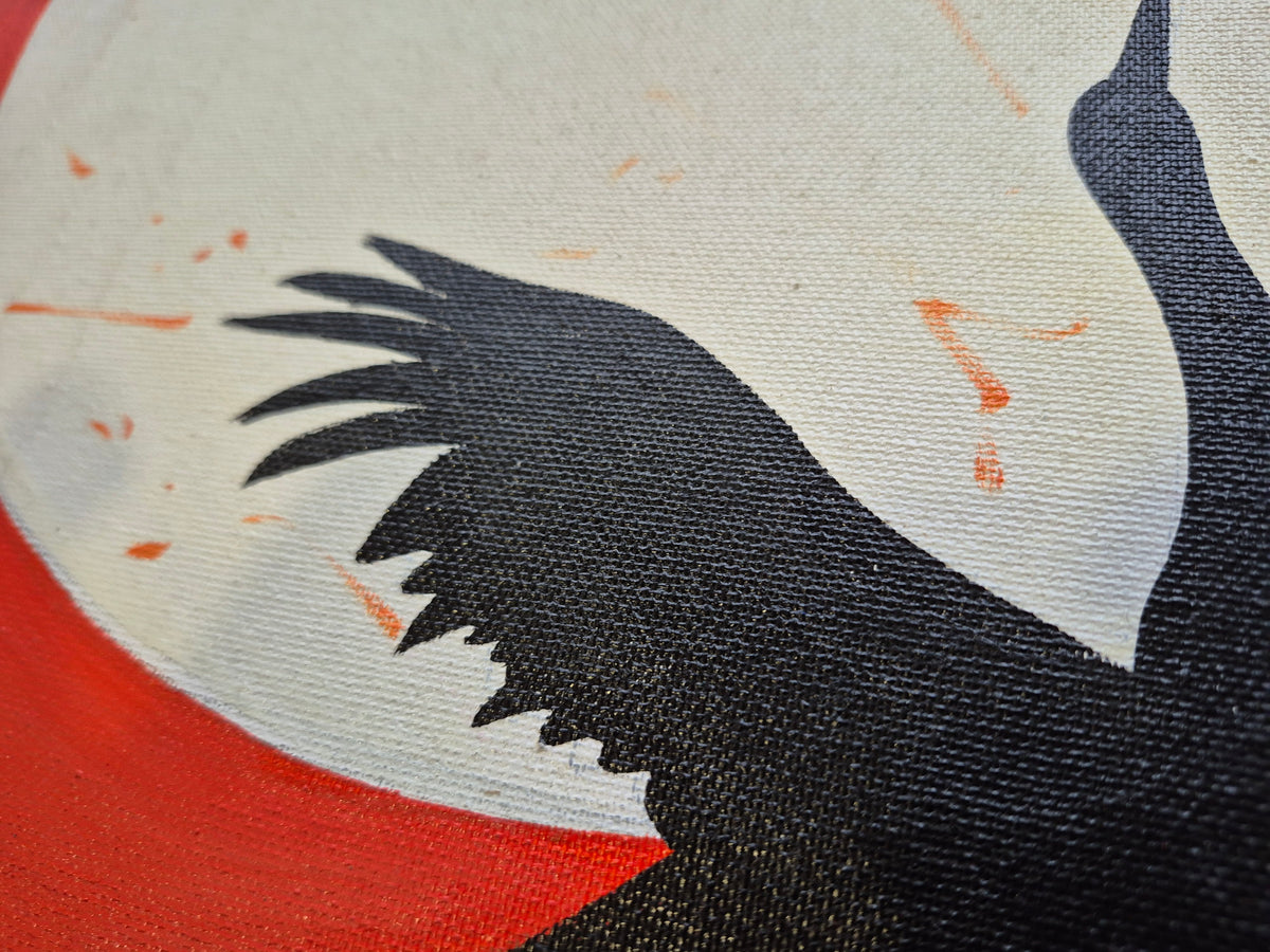 Crimson Cranes – Handmade Bird Painting Set of 2 The Palace of Hues