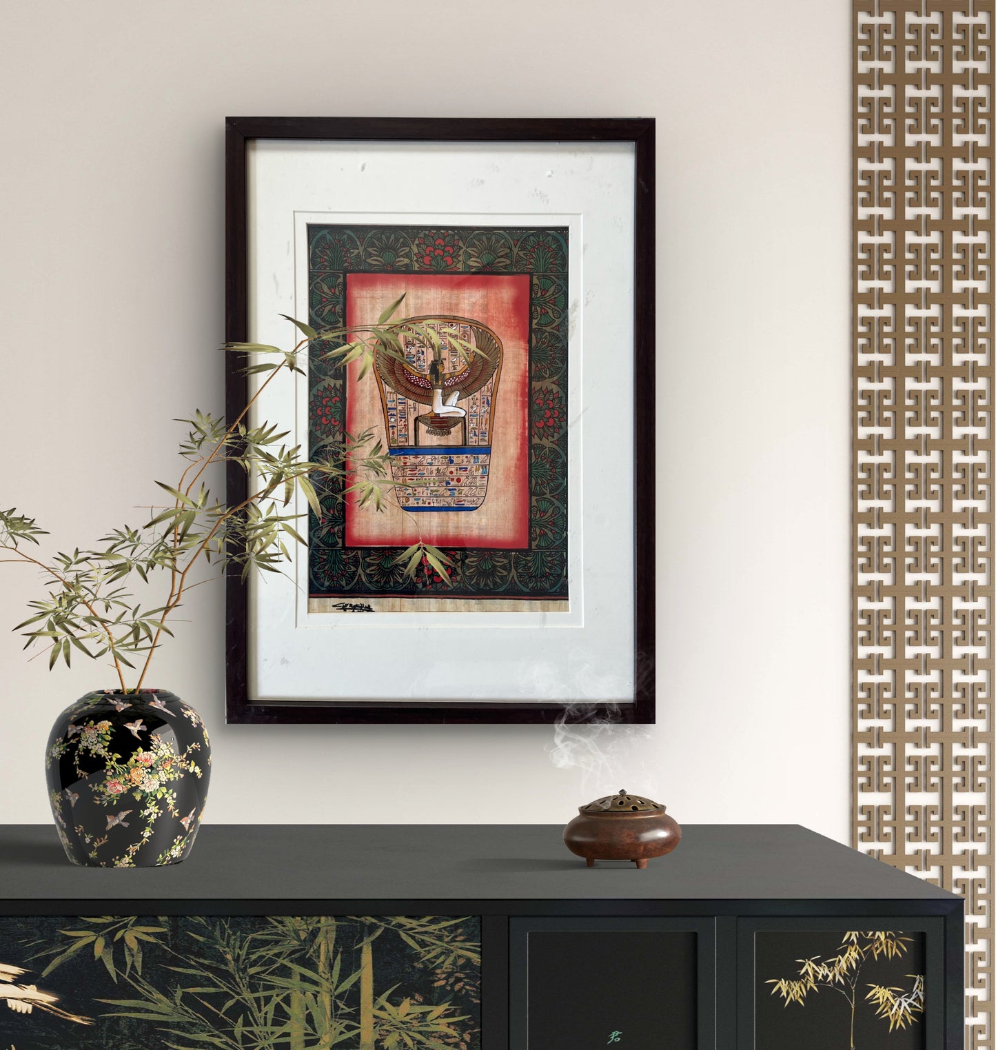 Egyptian Papyrus Art - The Winged Goddess The Palace of Hues