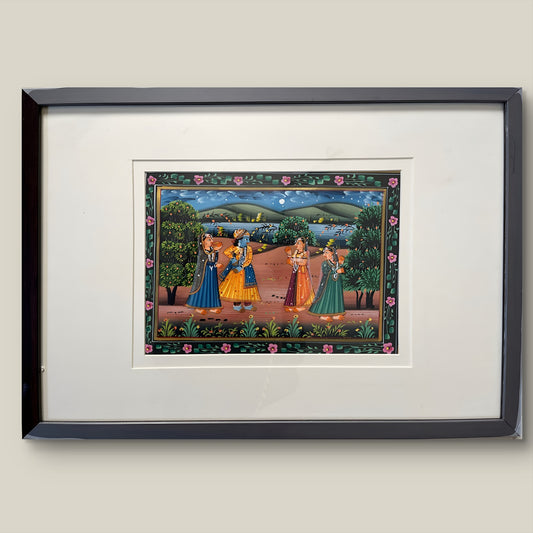 Pichwai Art Set of 2 - Krishna under the moon The Palace of Hues