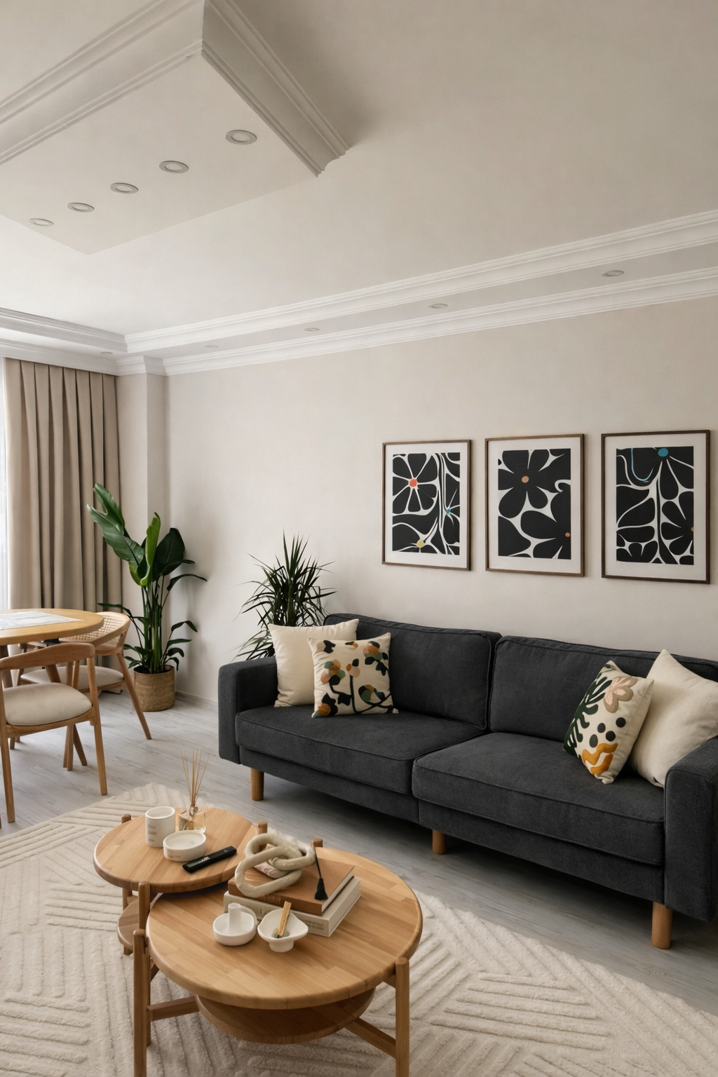 Hand Painted Bohemian Black Set of Three