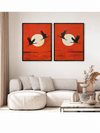 Crimson Cranes Set of 2