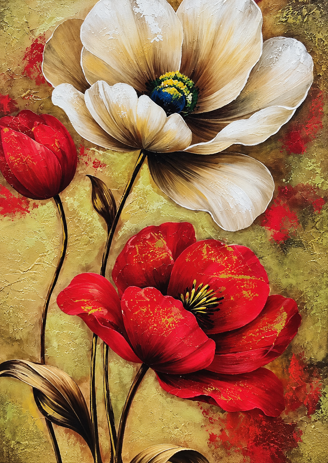 The Textured Poppies in Gold The Palace of Hues
