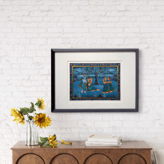 Pichwai Art - Krishna under the moon II The Palace of Hues