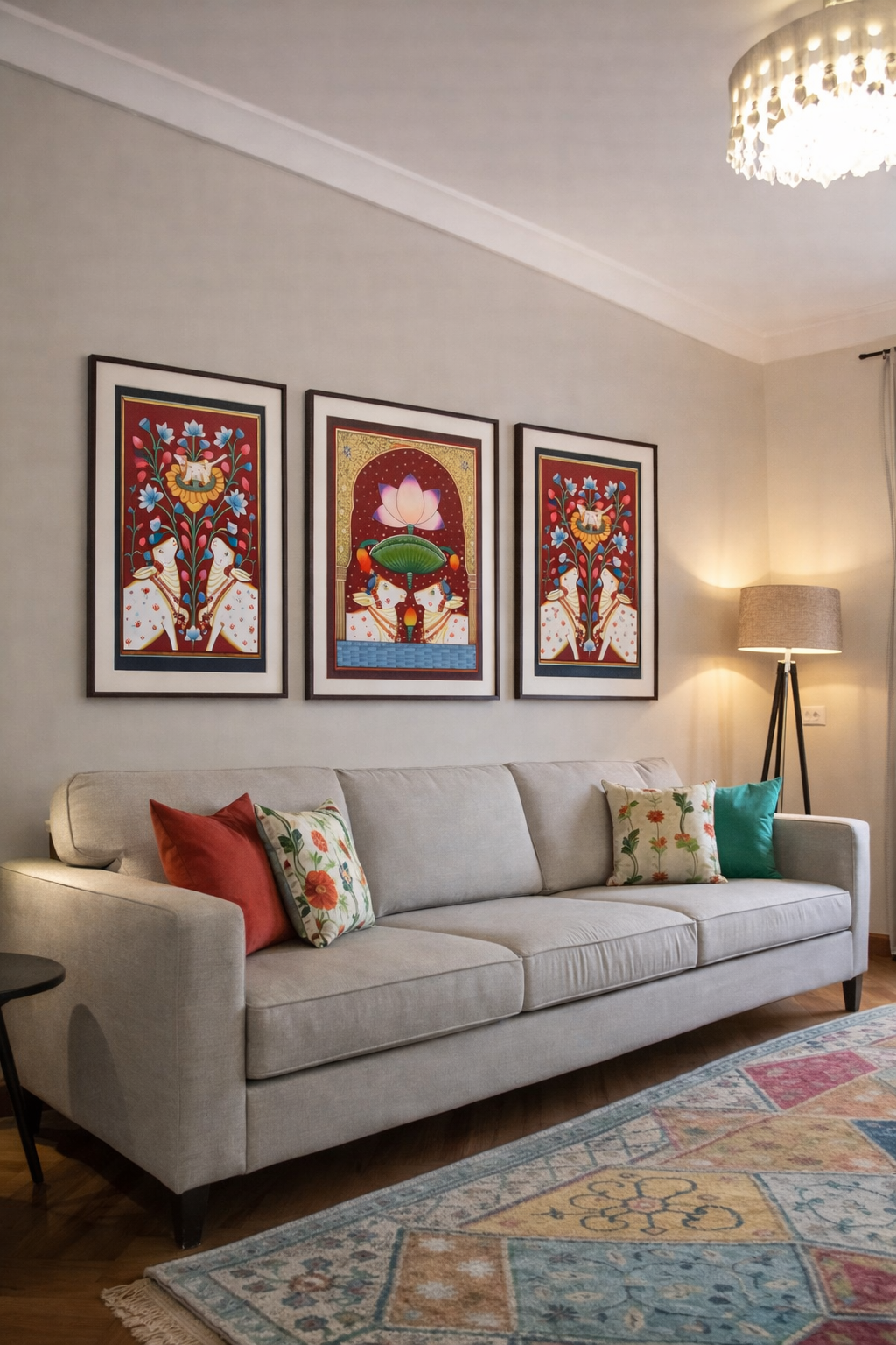 Pichwai Art Set of 3 - Red Amber The Palace of Hues