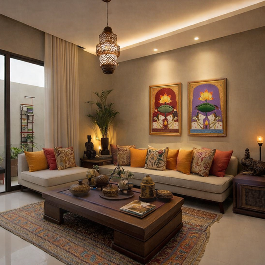 Pichwai Art Set of 2 - Sacred Lotus The Palace of Hues