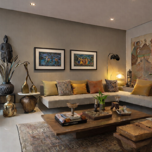 Pichwai Art Set of 2 - Krishna under the moon The Palace of Hues