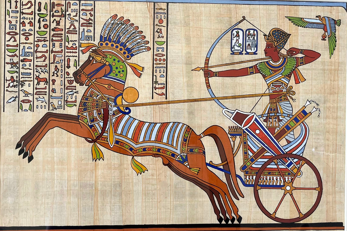 Egyptian Papyrus Art - Pharaoh’s Chariot The Palace of Hues