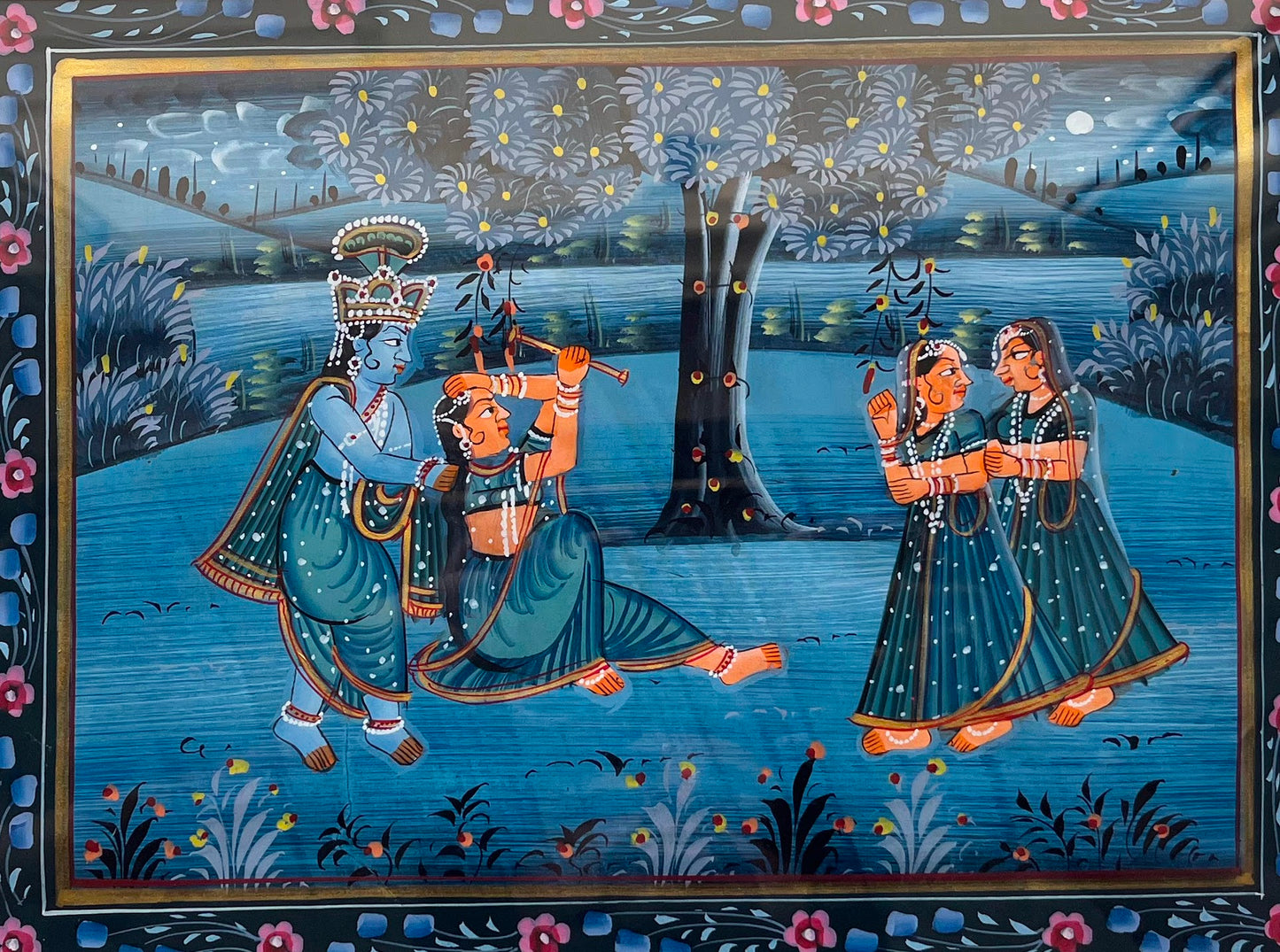 Pichwai Art - Krishna under the moon II The Palace of Hues