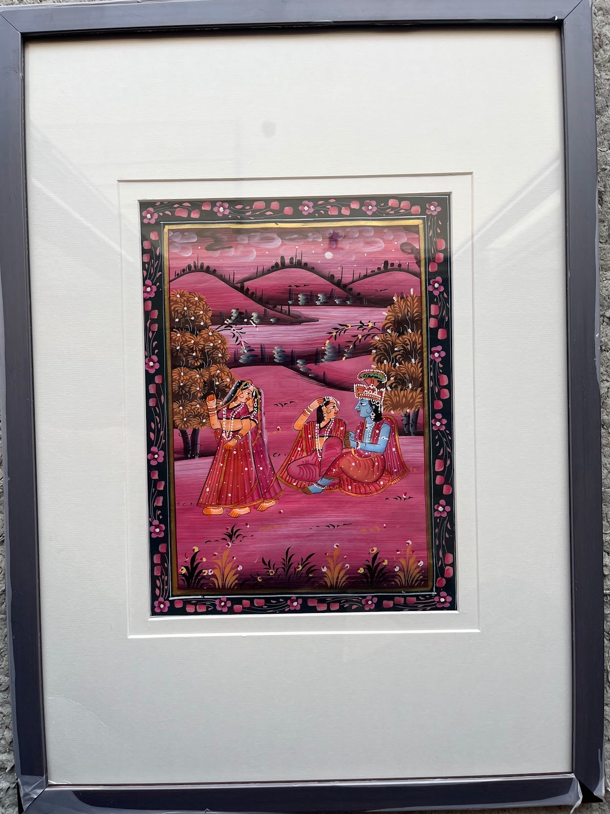 Pichwai Art - Krishna Under the Red Moon The Palace of Hues