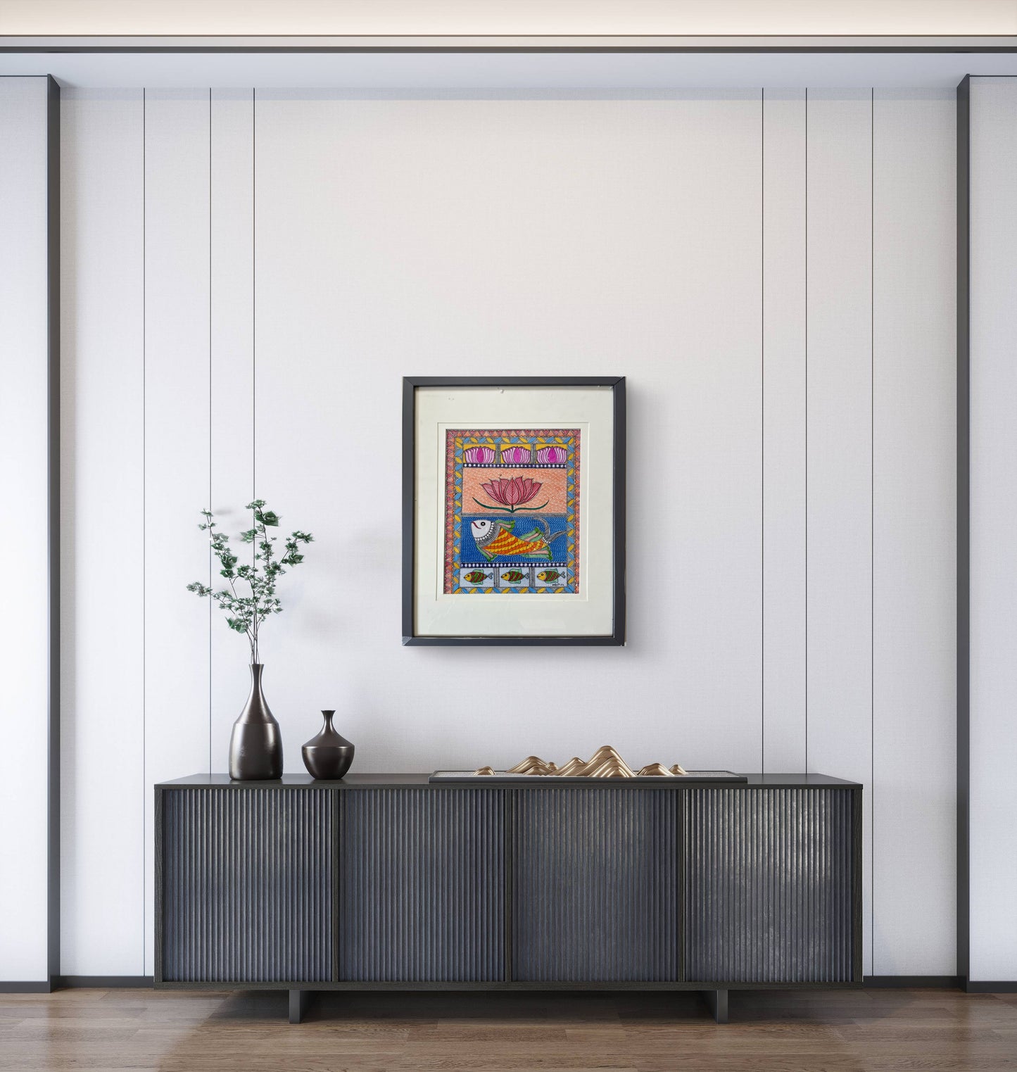 Madhubani - Lotus & Fish The Palace of Hues