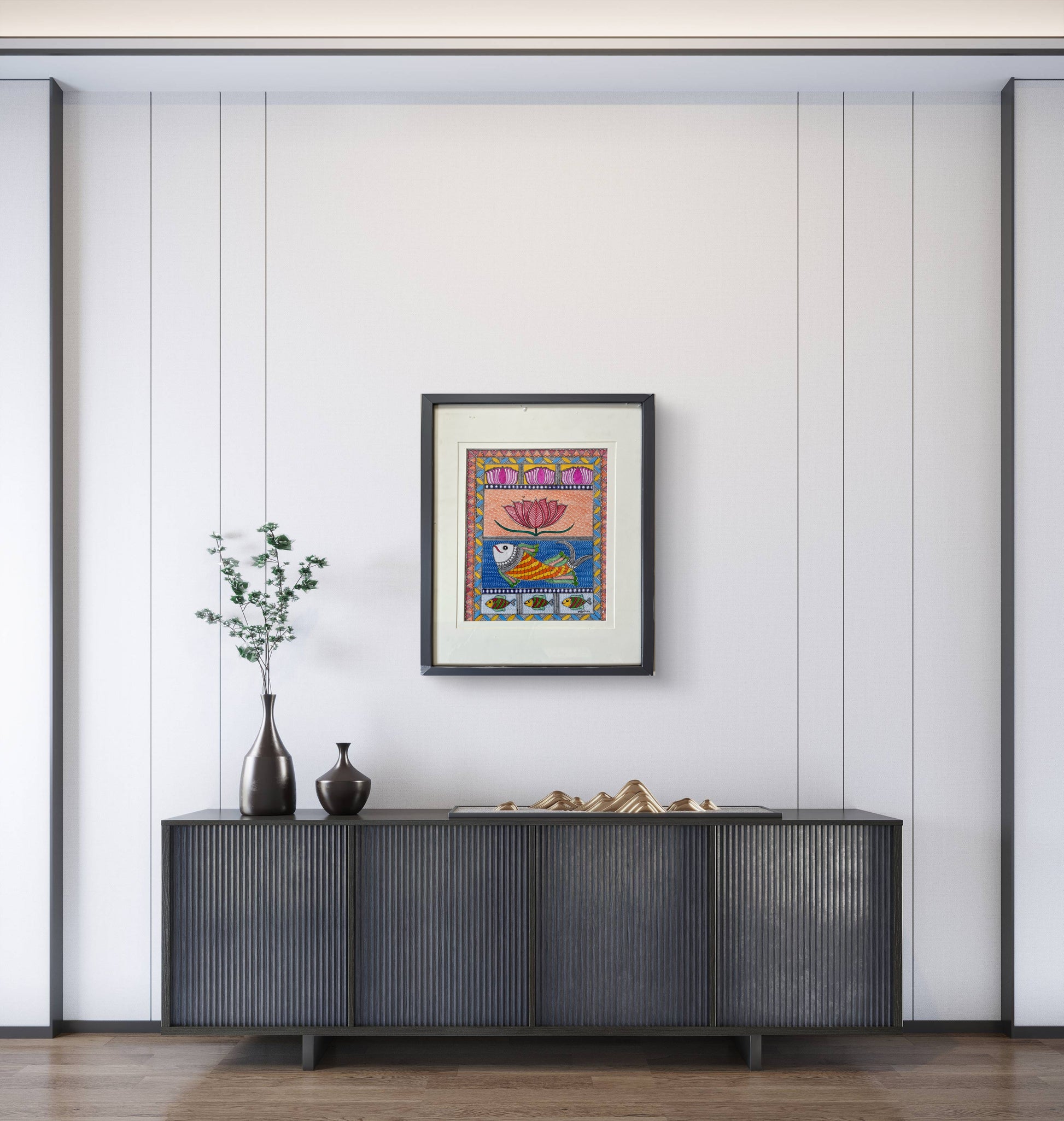 Madhubani - Lotus & Fish The Palace of Hues