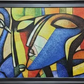 Abstract Bird Forms Painting, framed
