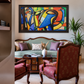 Abstract Bird Forms Painting shown in a room setting