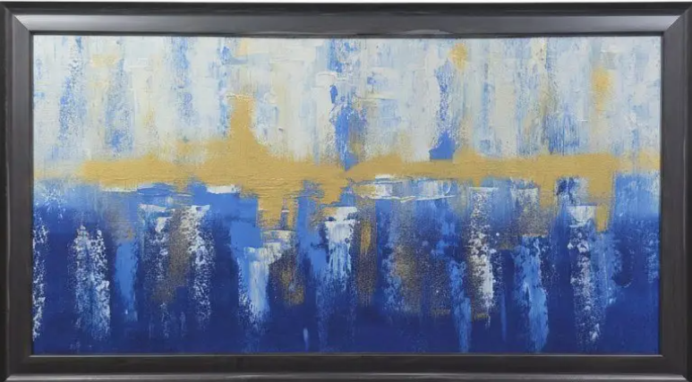 Abstract Coastal Horizon Painting, framed