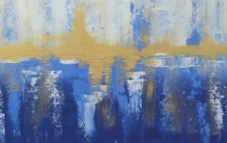 Abstract Coastal Horizon Painting, brushwork detail