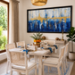 Abstract Coastal Horizon Painting shown in a room setting