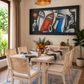 Abstract Faces with Birds shown in a room setting