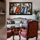 Abstract Faces with Birds shown in a room setting