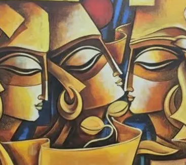 Abstract Figure Composition, brushwork detail