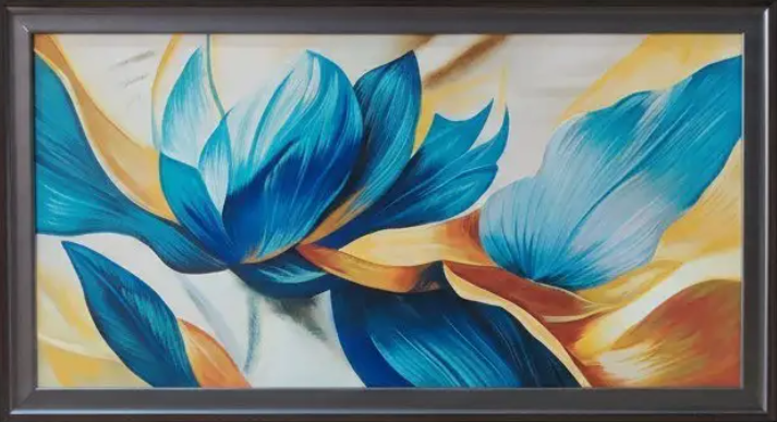 Blue Lotus Flower Artwork, framed
