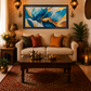 Blue Lotus Flower Artwork shown in a room setting
