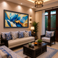 Blue Lotus Flower Artwork shown in a room setting