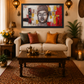 Buddha Abstract Canvas Art shown in a room setting