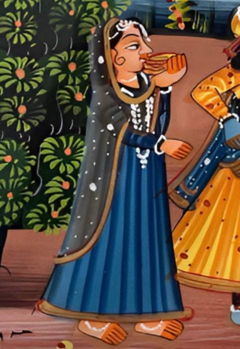 Pichwai Art - Radha-Krishna under the moon The Palace of Hues