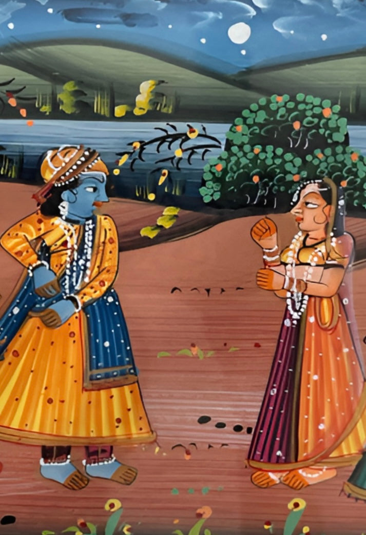 Pichwai Art - Radha-Krishna under the moon The Palace of Hues