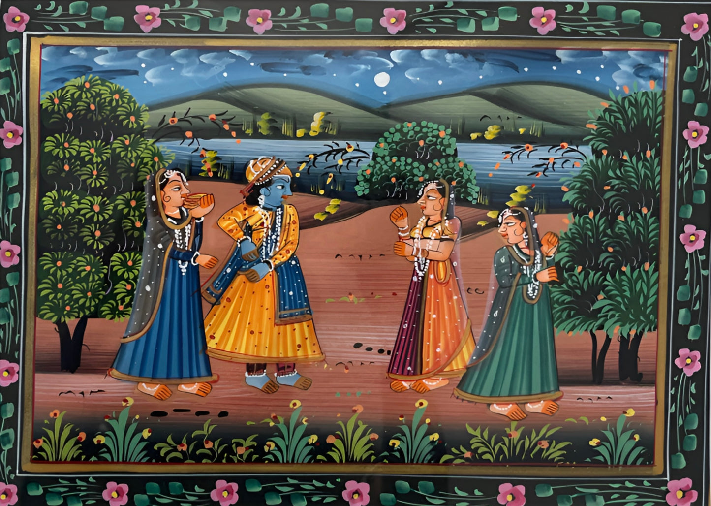 Pichwai Art - Radha-Krishna under the moon The Palace of Hues