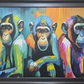 Colorful Monkey Trio Canvas, framed