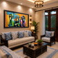 Colorful Monkey Trio Canvas shown in a room setting