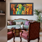 Cubist Faces Canvas Art shown in a room setting