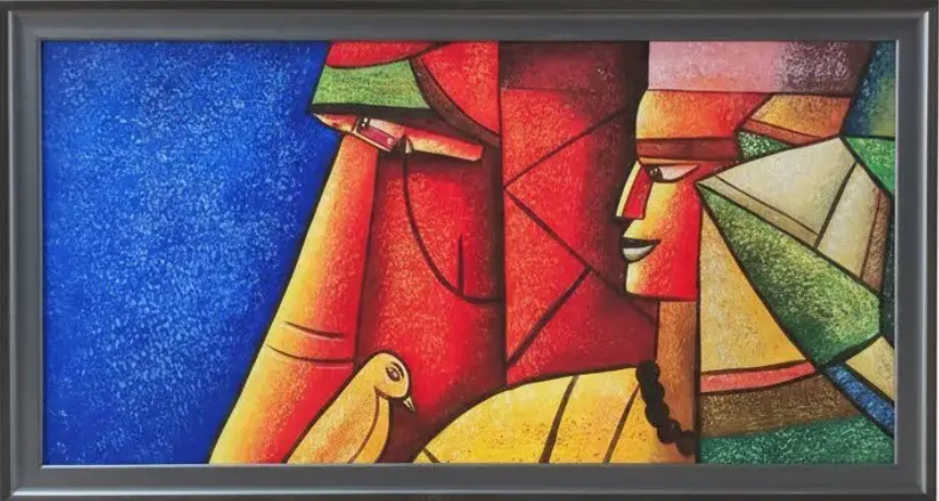 Cubist Figures Wall Decor, framed