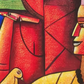 Cubist Figures Wall Decor, brushwork detail