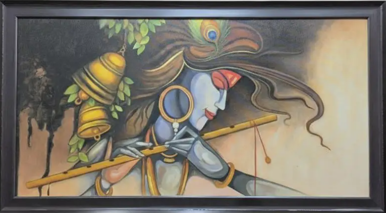 Divine Flute Player Art, framed