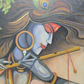 Divine Flute Player Art, brushwork detail