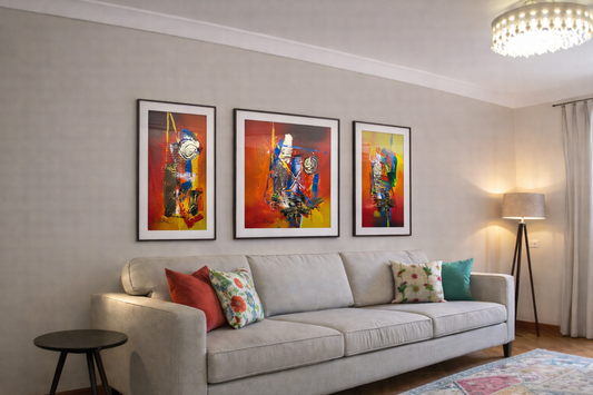 Textured Abstract Art Set of 3 The Palace of Hues