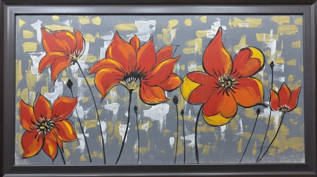 Floral Abstract Canvas Art, framed