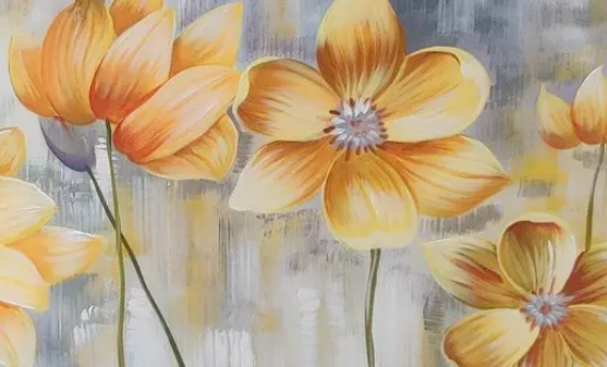 Floral Canvas Wall Art, brushwork detail