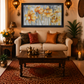 Floral Canvas Wall Art shown in a room setting